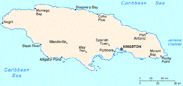 Jamaica map