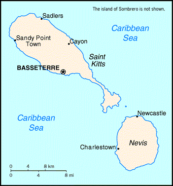 St Kitts & Nevis map