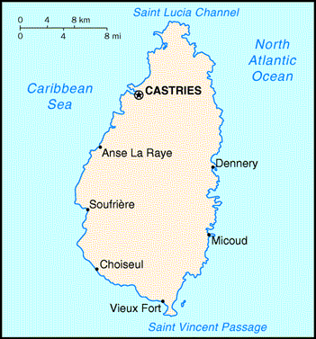 St Lucia map
